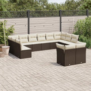 Set Divani da Giardino 12 pz con Cuscini Marrone in Polyrattan 3218433