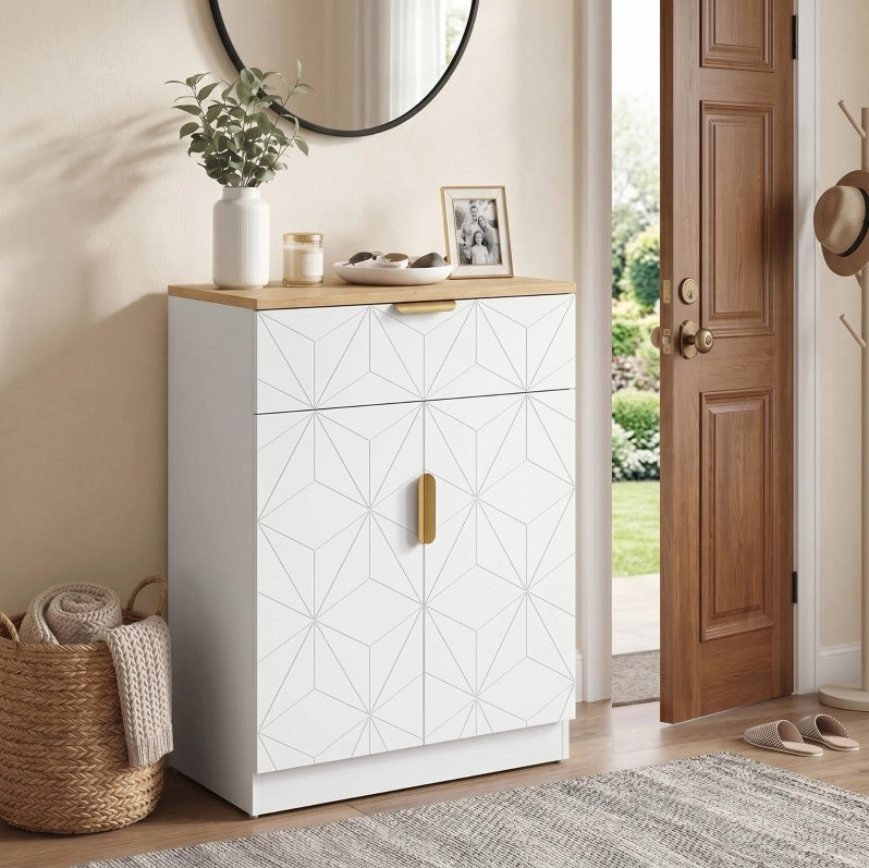 Sideboard moderno bianco con cassetto e ripiani regolabili 82x60x32 cm