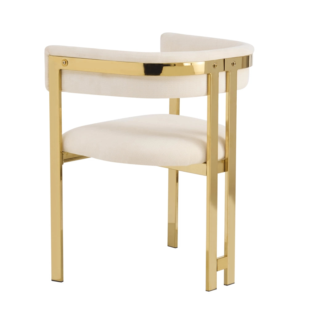 Set di 6 sedie 60.0x50.0x76.0 cm con schienale semicircolare in chenille beige e oro