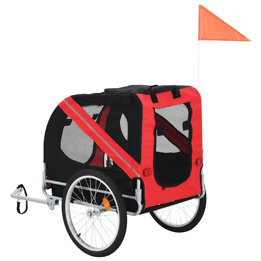 Rimorchio da Bici per Animali Domestici Rosso e Nero CFW5359755