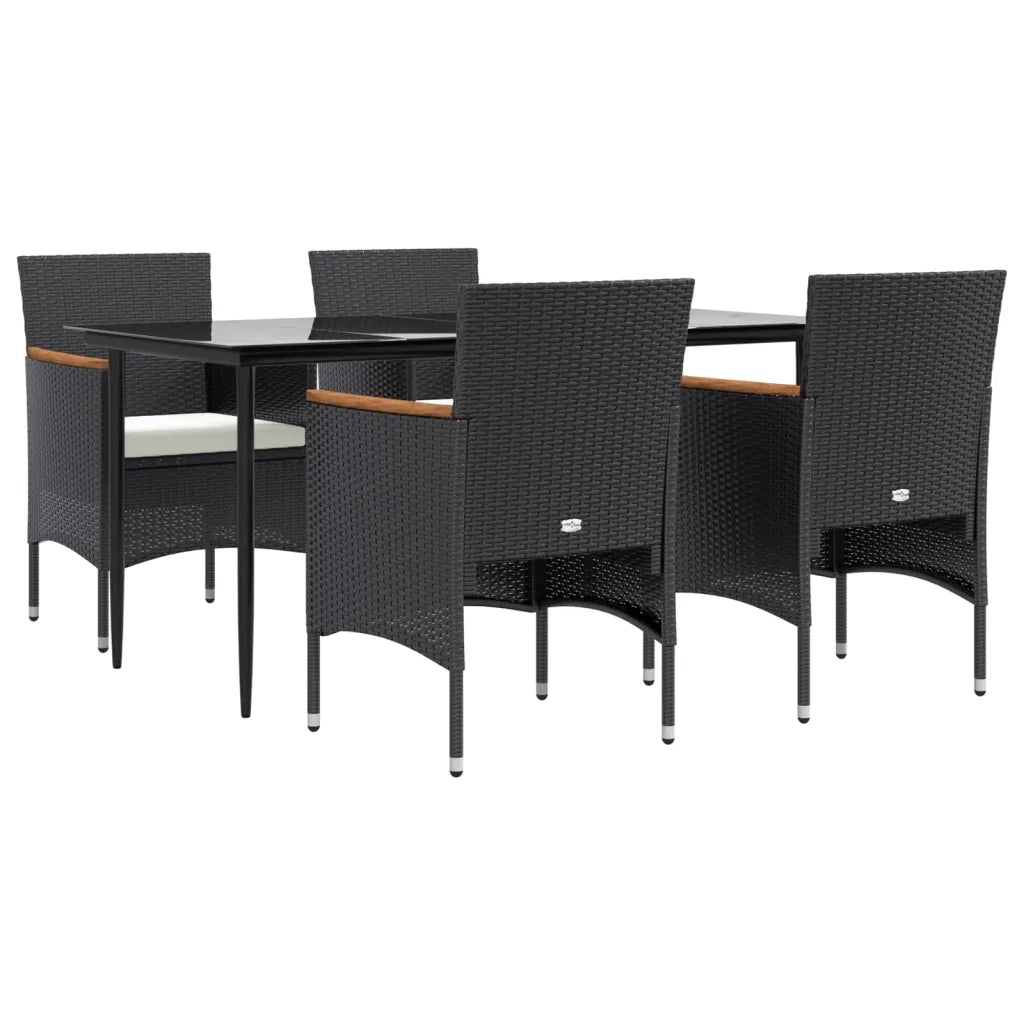 Set da Pranzo da Giardino 5 pz con Cuscini Nero cod mxl 35864