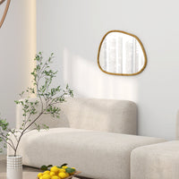 Specchio da Parete Moderno con Bordi Irregolari per Camera e Ingresso 80x60 cm Cornice in Legno