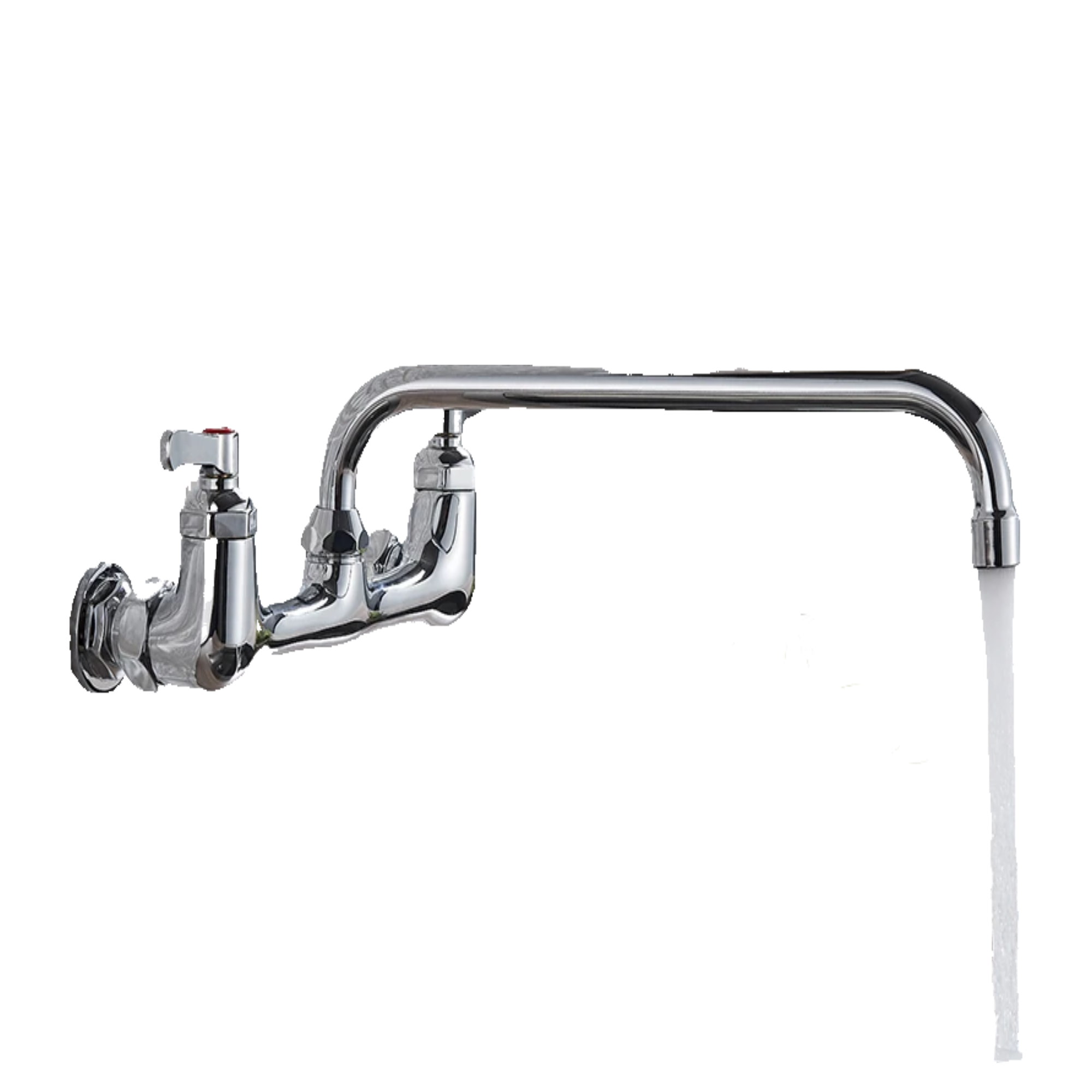 ALEX | rubinetto miscelatore da parete per ristorazione cromato | da cucina professionale in acciaio inox lungo e piatto |ristorante  bocca diritta