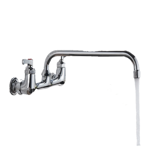 ALEX | rubinetto miscelatore da parete per ristorazione cromato | da cucina professionale in acciaio inox lungo e piatto |ristorante  bocca diritta
