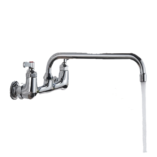 ALEX | rubinetto miscelatore da parete per ristorazione cromato | da cucina professionale in acciaio inox lungo e piatto |ristorante  bocca diritta