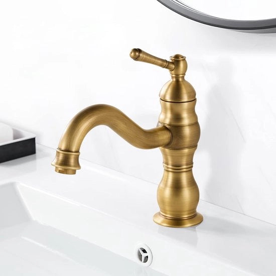 Kraan Antico in Bronzo per la Bagno con Uscita Rotativa 360° e Regolazione Unifacciale