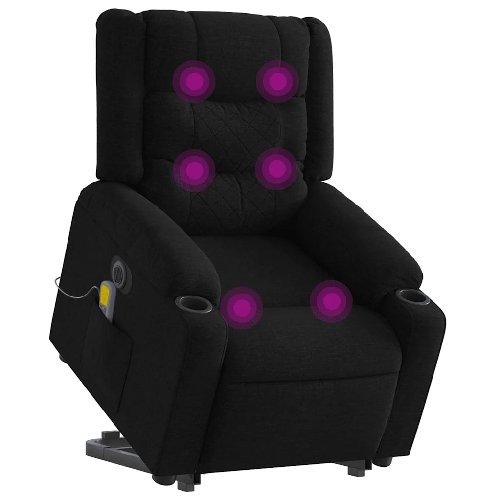 Poltrona Alzapersona Massaggiante Elettrica Nera in Tessuto 3206584