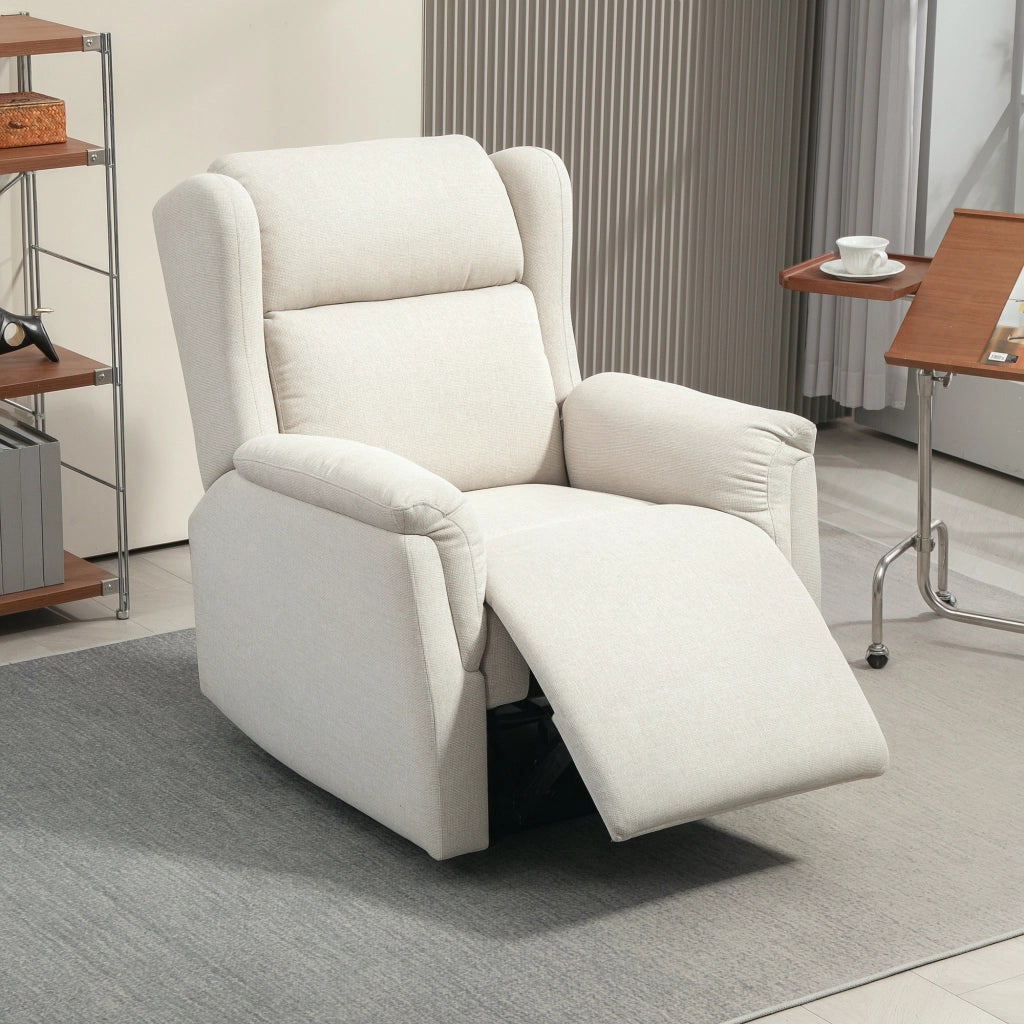 Poltrona Reclinabile Massaggiante con Poggiapiedi ¨C Zephmum ¨C Beige Tessuto