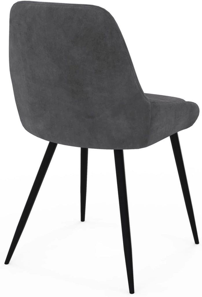 Set di 4 sedie THALYA in velluto grigio scuro con braccioli