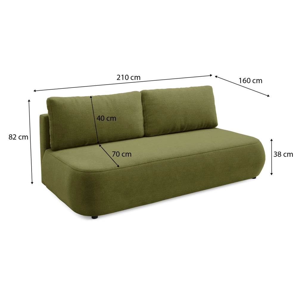 Brugnato, Divano Letto 2 Posti Contenitore, 210x106 cm Verde