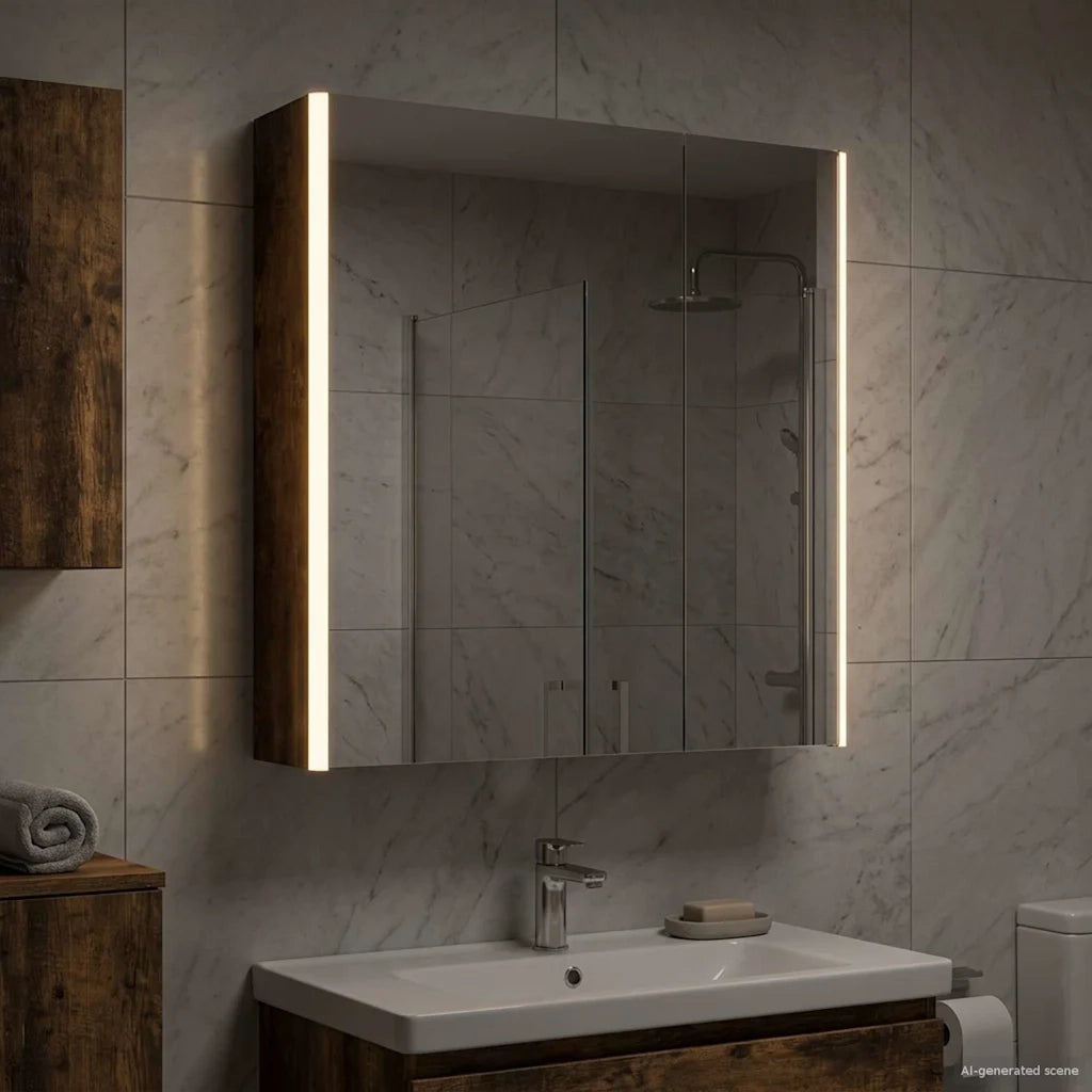 Mobiletto per specchio da bagno Rovere fumé 63,5 x 15,5 x 70 cm 889243