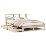 Letto matrimoniale | Letto per adulti | Letto Libreria senza Materasso 140x190 cm in Legno di Pino