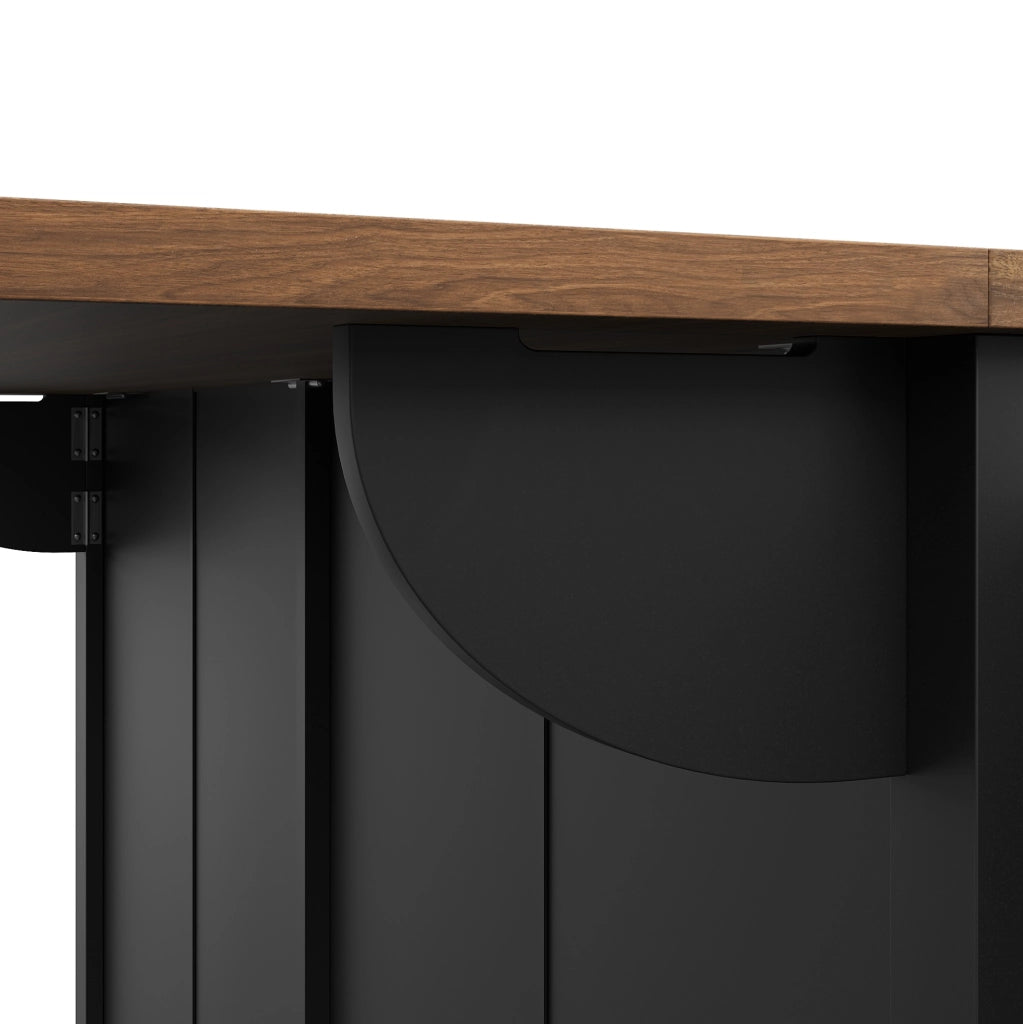 Isola cucina 140x45 cm pieghevole con 3 cassetti e ante scorrevoli; MDF; nero