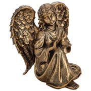 Statuetta decorativa a forma di angelo in metallo placcato oro 25,5x21,5x26h cm