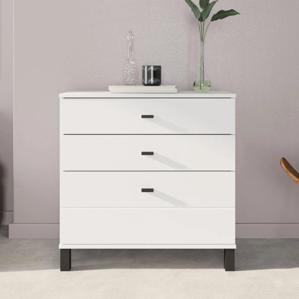 Madia Mindo, Credenza 3 Cassetti, 77x35x78h cm Bianco Opaco