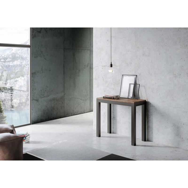 Consolle allungabile 90x40/196 cm Everyday Small Evolution telaio Antracite - Noce