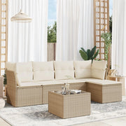 Set Divano da Giardino 6 pz con Cuscini Beige in Polyrattancod mxl 111993
