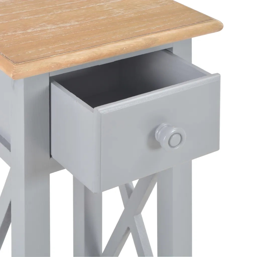 Tavolino Laterale Grigio 27x27x65,5 cm in Legno cod mxl 25345