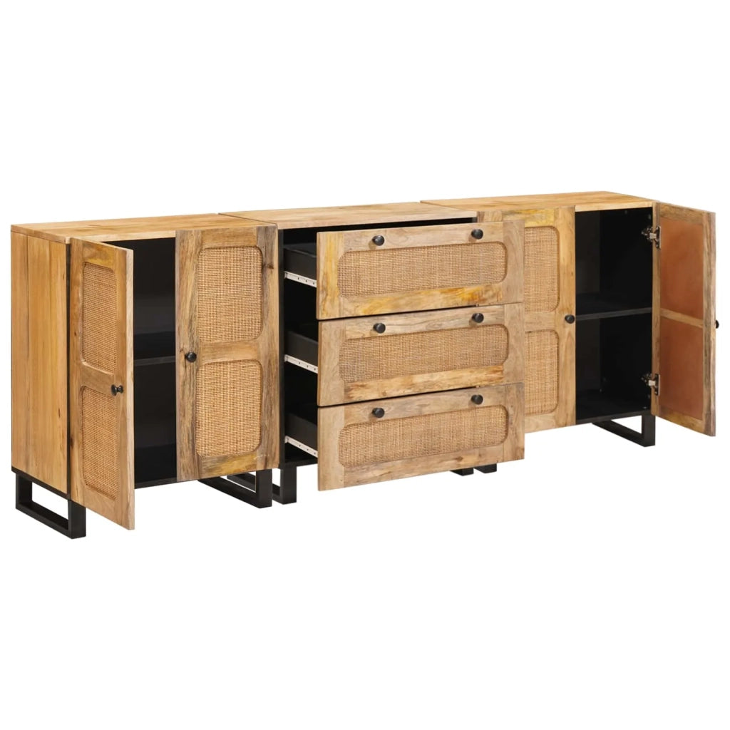 Credenza 3 pcs Marrone 180 x 33 x 75 cm Legno di mango massello 3310059