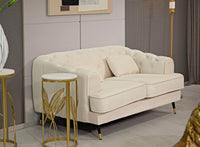 Divanetto 2 Posti Praga 146x71x86 cm in Poliestere Crema/Oro