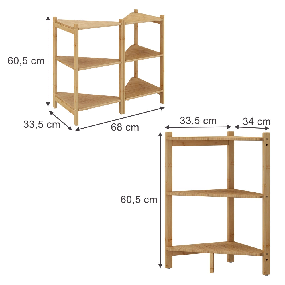 Vicco Mobiletto per lavabo Bambù 68 x 60.5 cm Set di 2