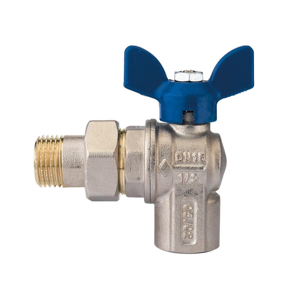 VALVOLA A SFERA A SQUADRA PER COLLETTORI CON FARFALLA IN ALLUMINIO BLU- 1/2  DN 15  PN 30- RB- pezzi 1