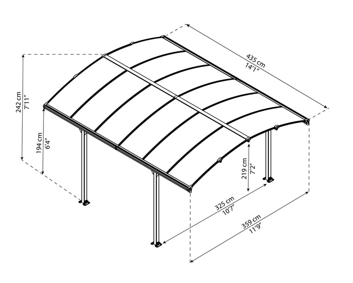 Gazebo in Alluminio Tucson 3.6X4.4 m