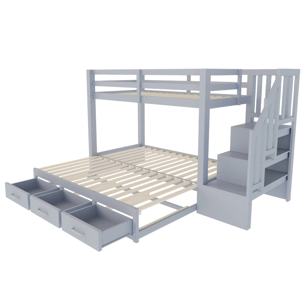Letto a castello con funzione estraibile legno grigio 90x200 cm