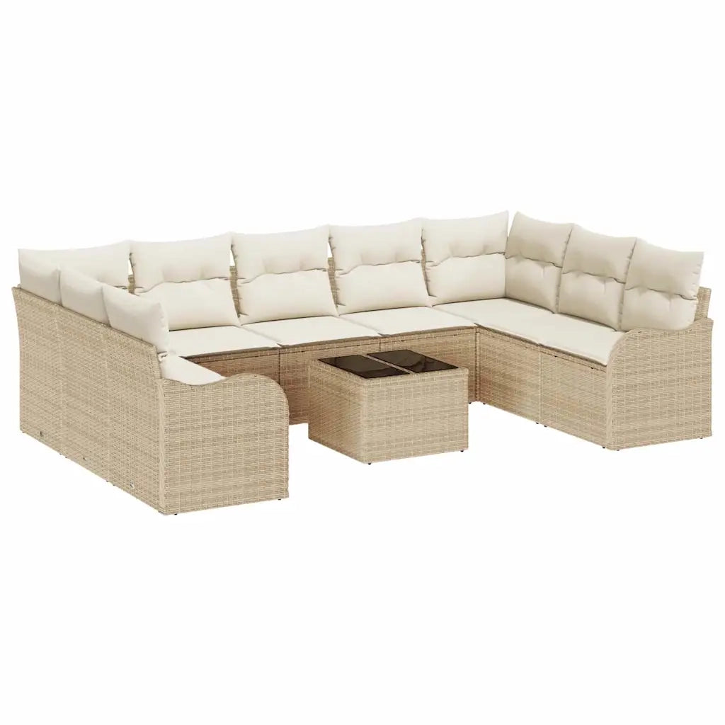 Set Divano da Giardino Beige polyrattan