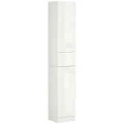 kleankin Colonna Bagno con Cassetto e 2 Armadietti Bianco Lucido, 30x28x170cm
