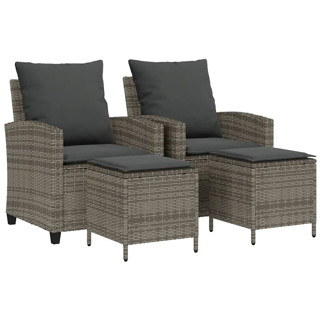Set Divani da Giardino 4 pz con Cuscini in Polyrattan Grigio CFW9620808