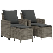 Set Divani da Giardino 4 pz con Cuscini in Polyrattan Grigio CFW9620808