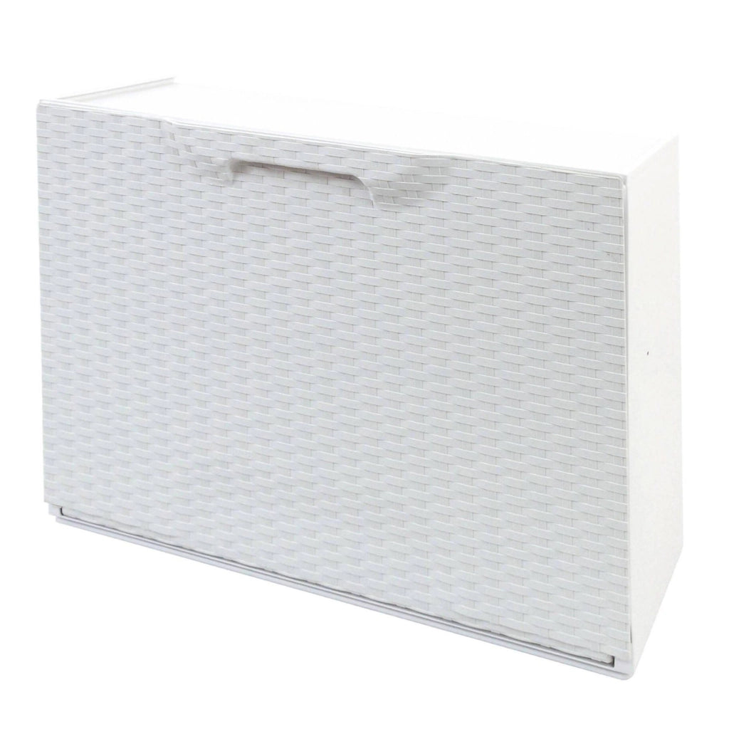Scarpiera con 1 anta a ribalta in polipropilene effetto Aseo, Set componibile da interno o esterno, 100% Made in Italy, cm 51x18h40, colore Bianco