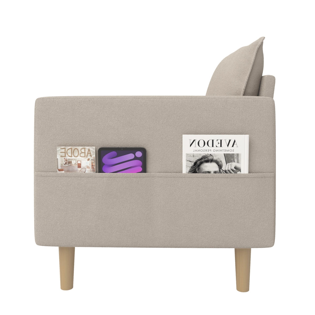 Poltrona relax con tasche laterali e cuscino; per lettura; in chenille khaki
