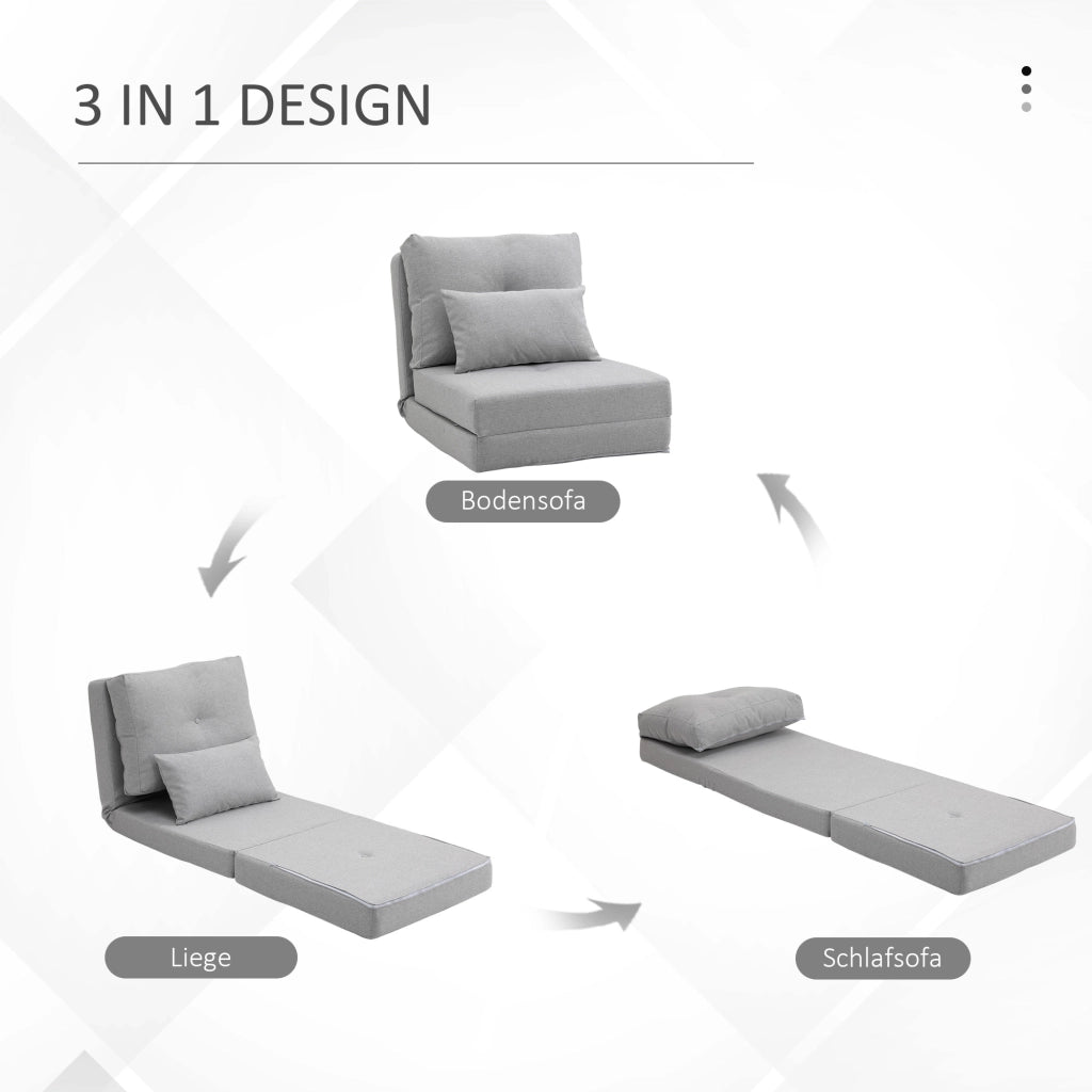 Letto a terra con materasso pieghevole ¨C zephmum ¨C grigio 60x80x56 cm