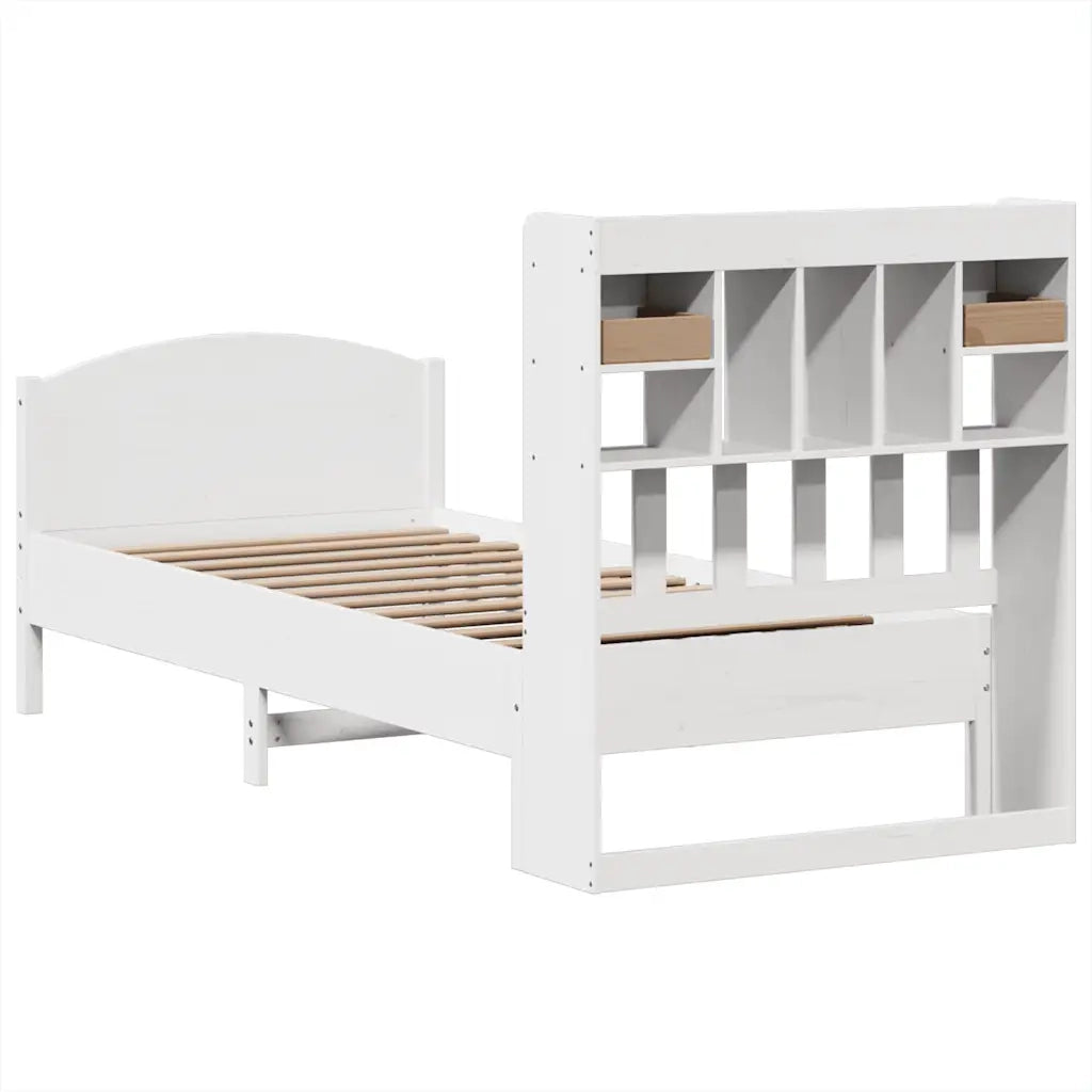 Letto Libreria senza Materasso Bianca 90x200 cm Legno di Pino 3323162