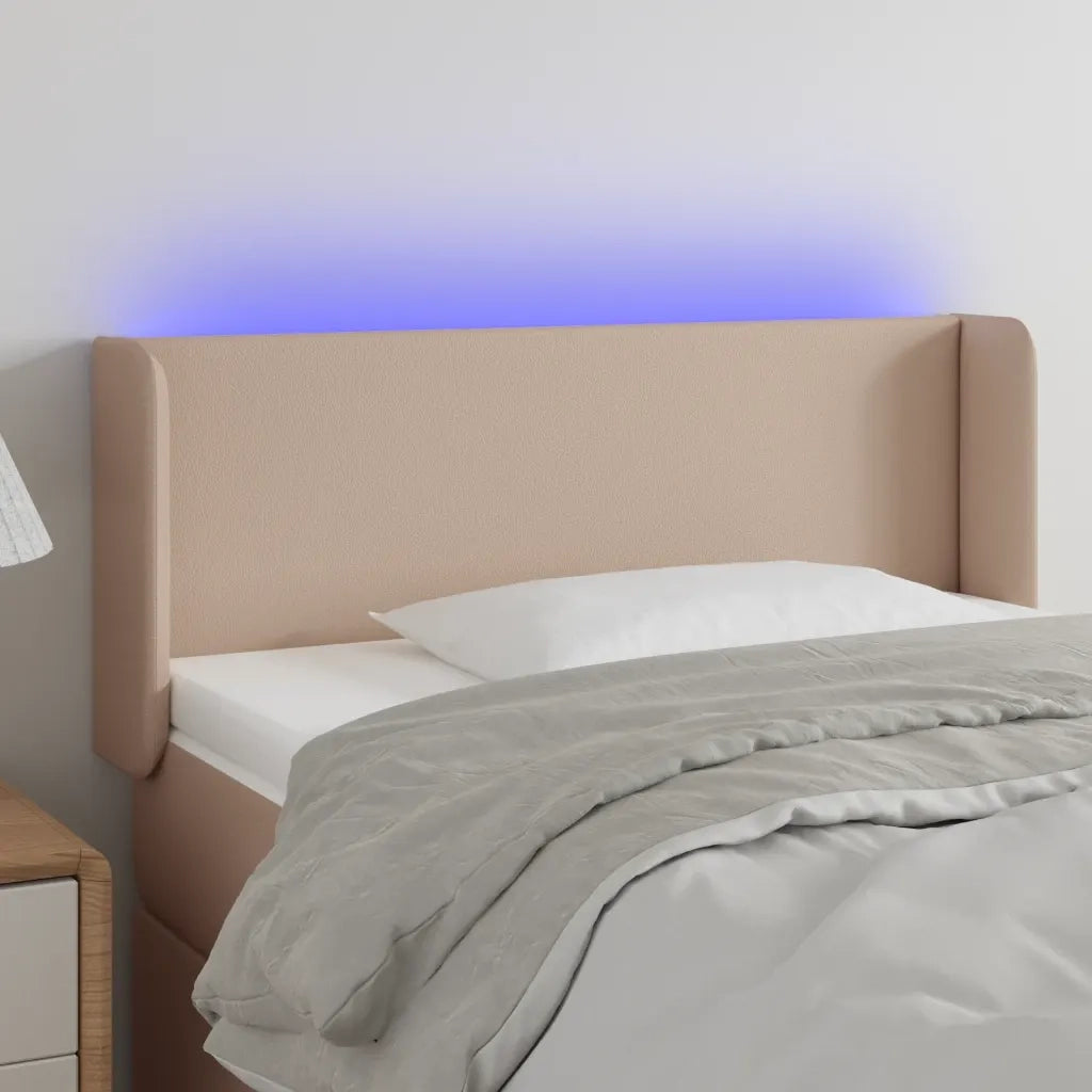 Testiera | Testata Cappuccino a LED 103x16x78/88 cm in Similpelle