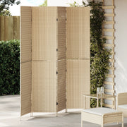 Divider per Stanza 4 Pannelli Pieghevole Beige 196x200 cm Poly Rattan