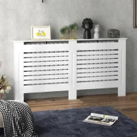 Copritermosifoni a Doghe con Ripiano Portaoggetti, in Legno, 152x19x81 cm, Bianco