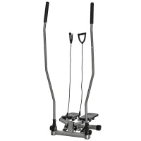 Stepper Fitness con Maniglia e Monitor LCD per Allenamento a Casa e Palestra, Argento