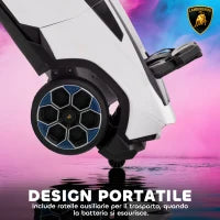 Macchina Elettrica per Bambini Licenza Lamborghini con Clacson e Telecomando, 101.5x49x43 cm, Bianca