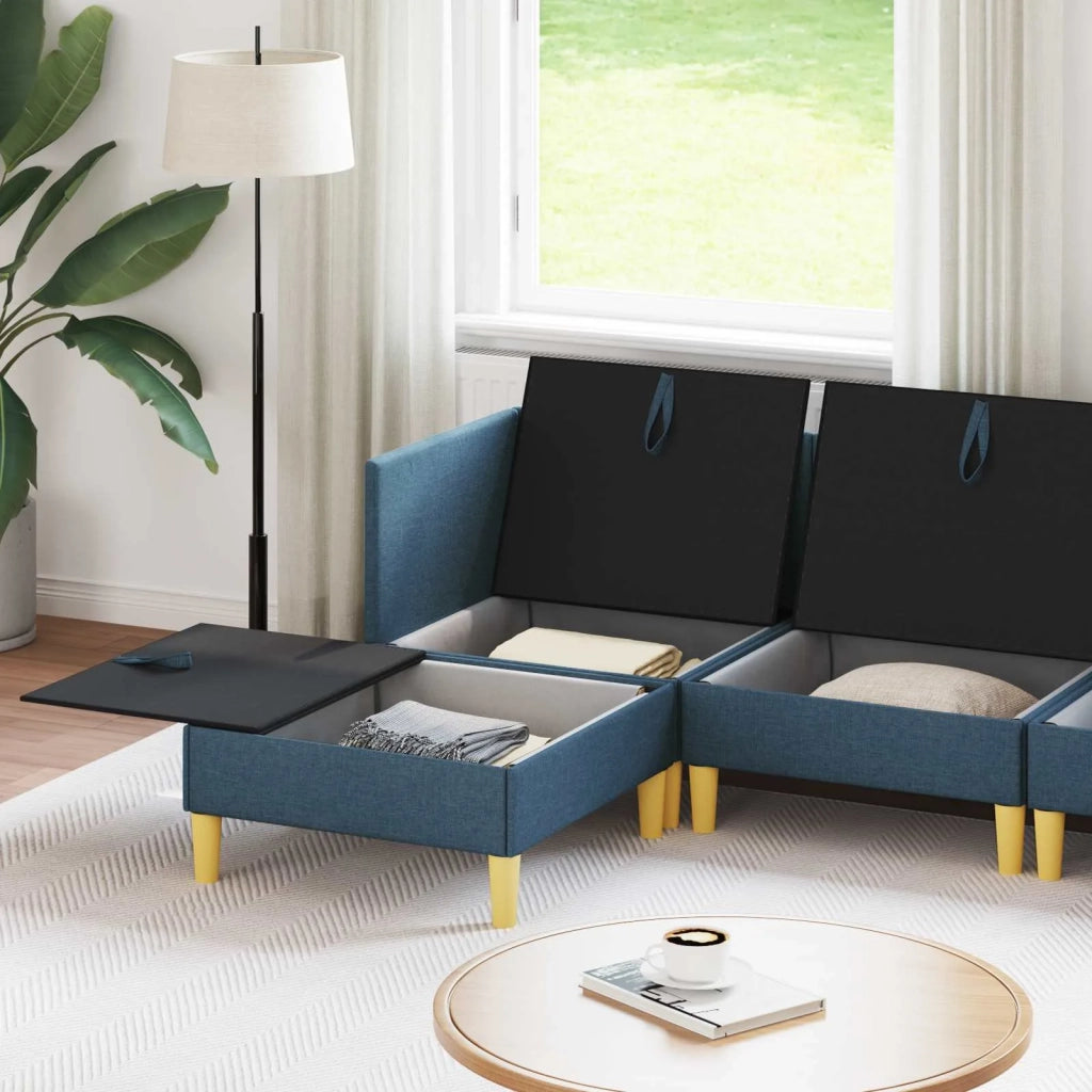 Set di divani modulari con spazio di archiviazione 5 pcs Blu