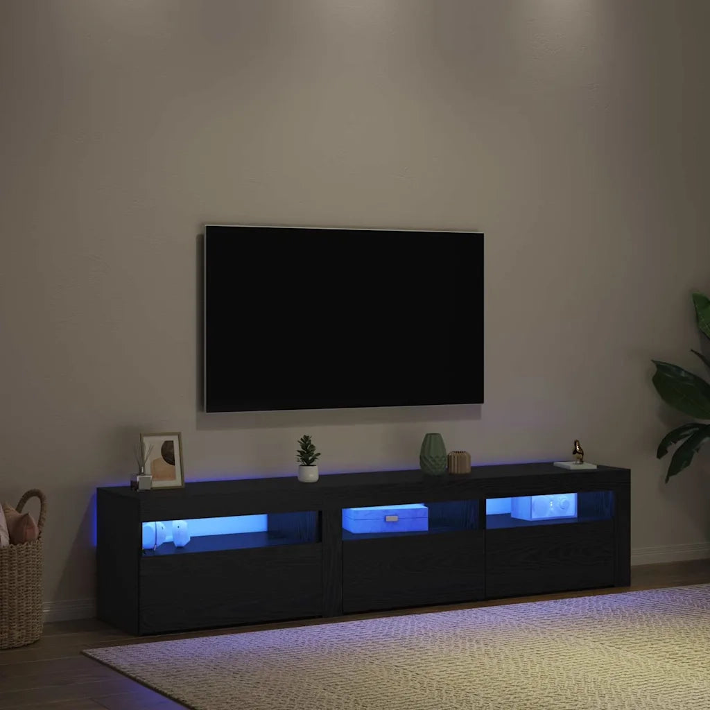 Mobile TV 2 pcs Rovere Nero 180 x 35 x 40 cm Legno multistrato 3332505
