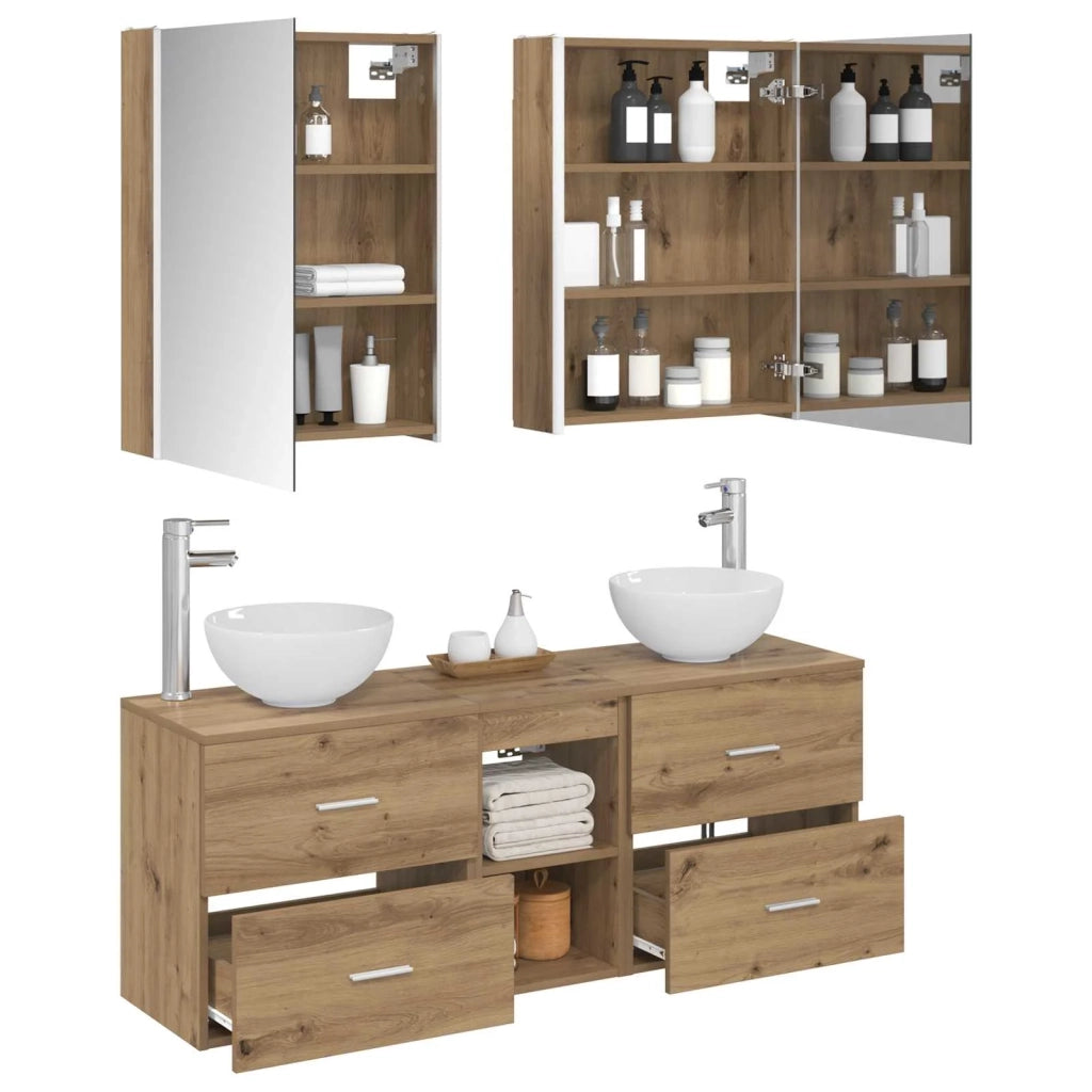 Set di Armadi da Bagno 5 pcs Rovere Artigianale 3406694