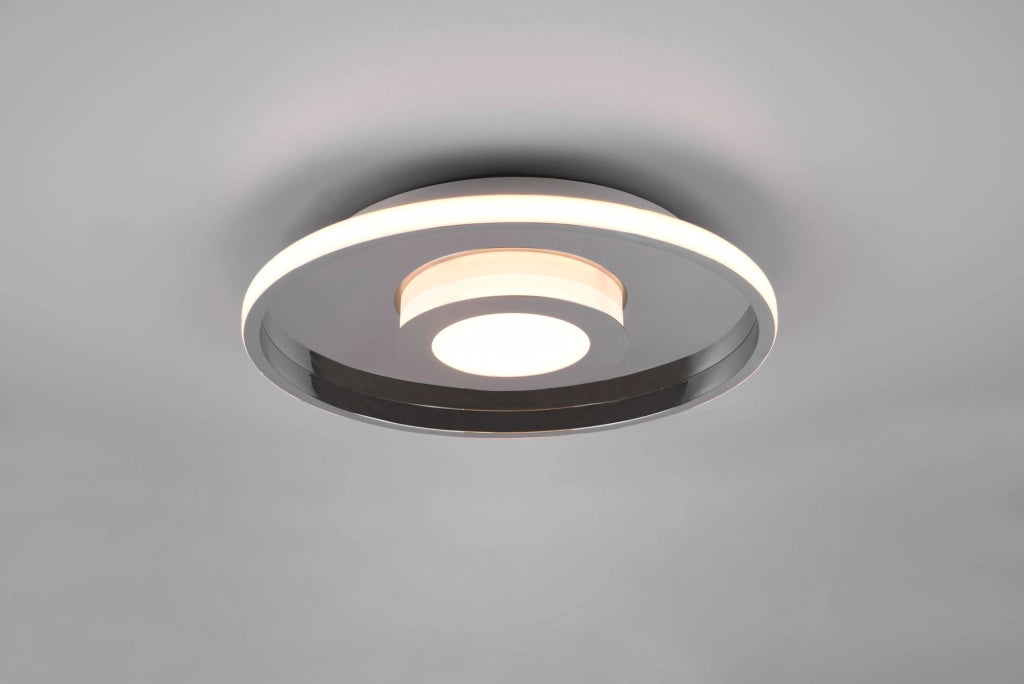 ASCARI H2O PLAFONIERA LED 35W 4100lm, 3000K CROMO CON DIMMERAZIONE CON INTERRUTTORE IP44 D.40CM