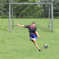Porta da Calcio Grigia 240x85x160 cm con Viti e Picchetti inclusi, in PE e Metallo