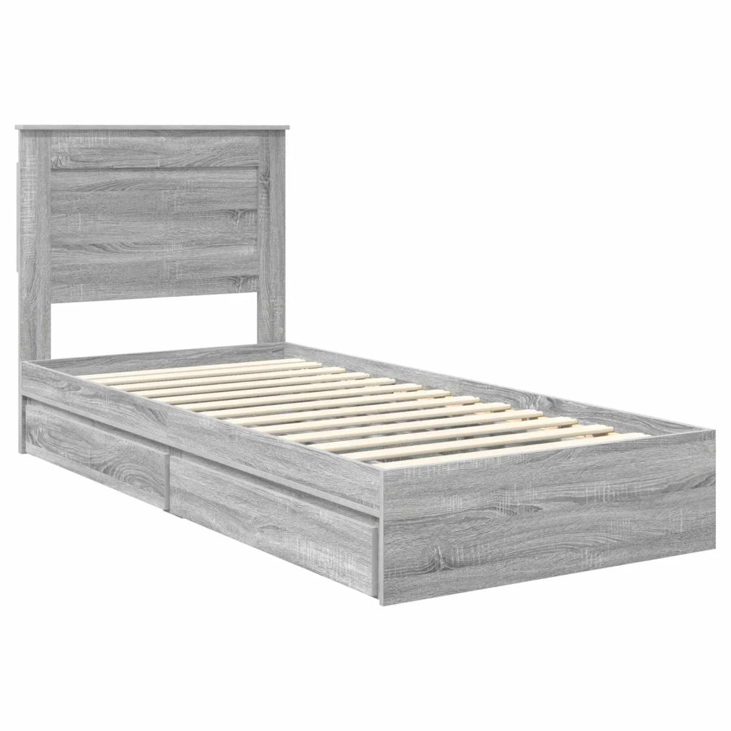 Letto con Contenitore con testiera Grigio Sonoma 100 x 200 cm 3410268