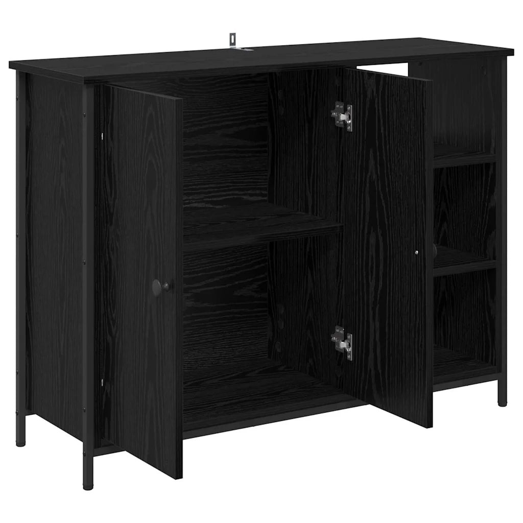 Credenza-Buffet-Armadio da cucina Rovere Nero 100 x 33 x 75 cm Legno multistrato