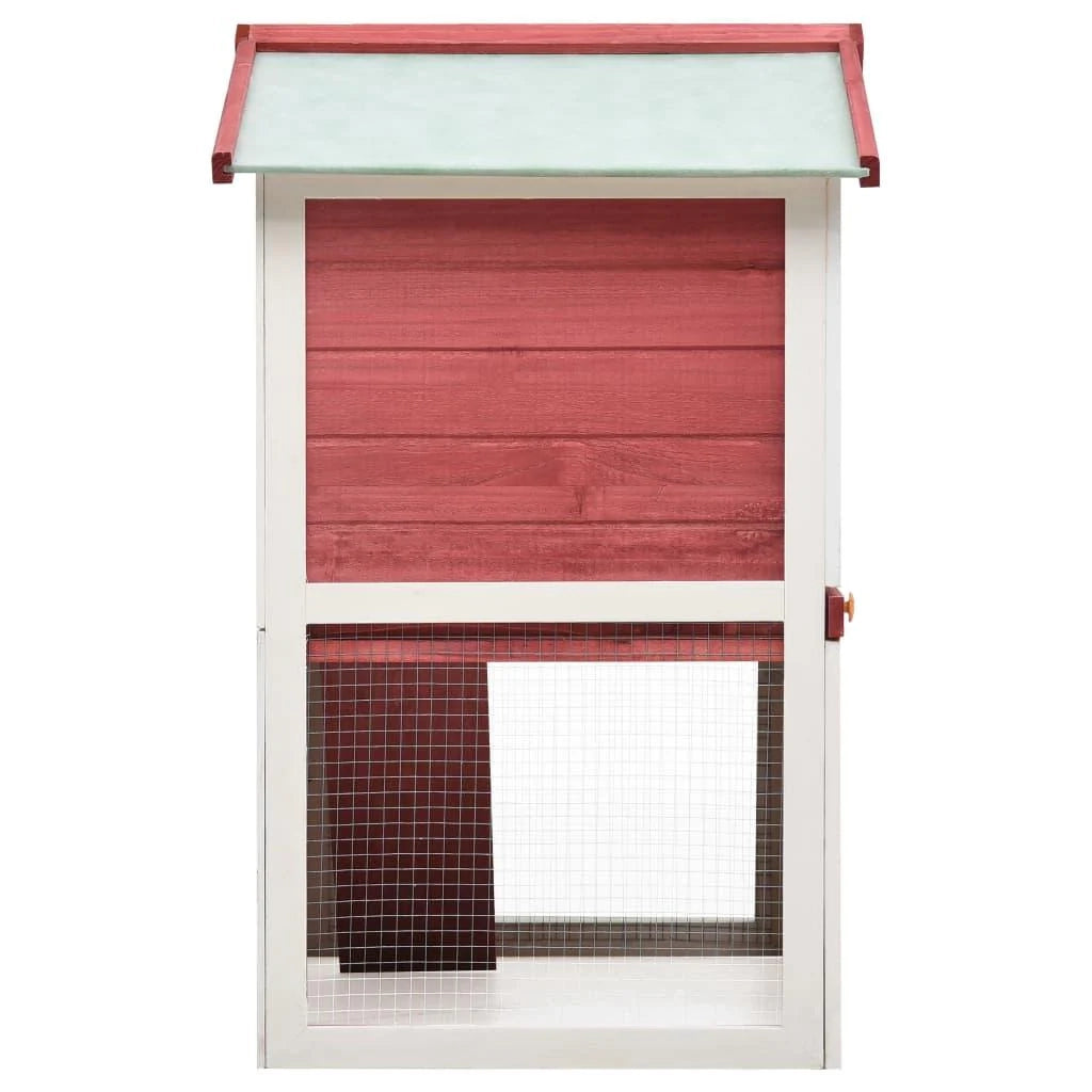 Conigliera da esterno 94 x 60 x 98 cm 3 porte legno rosso 02_0000591