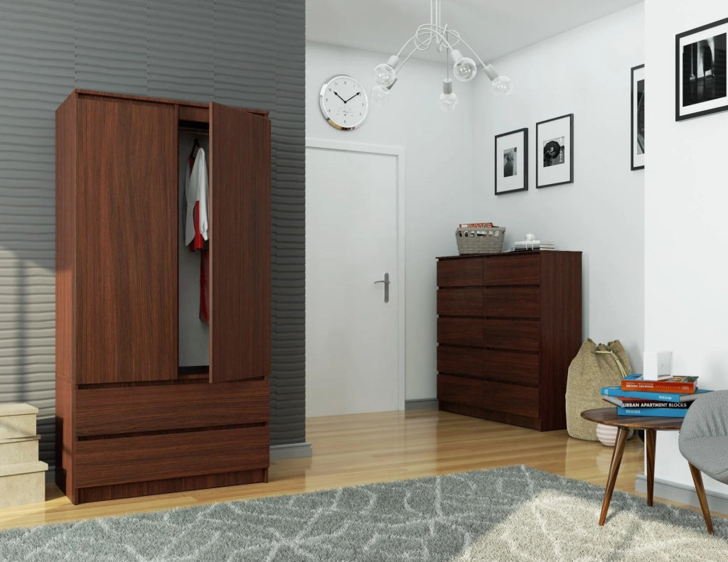Armadio AKORD S90 Wengé 90 cm 2 ante 2 cassetti 90x51x180 cm